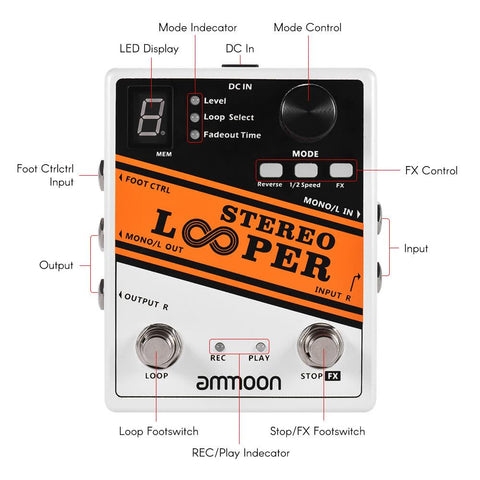 Loop Record Guitar Effect Pedal 10 Independent Loops Max