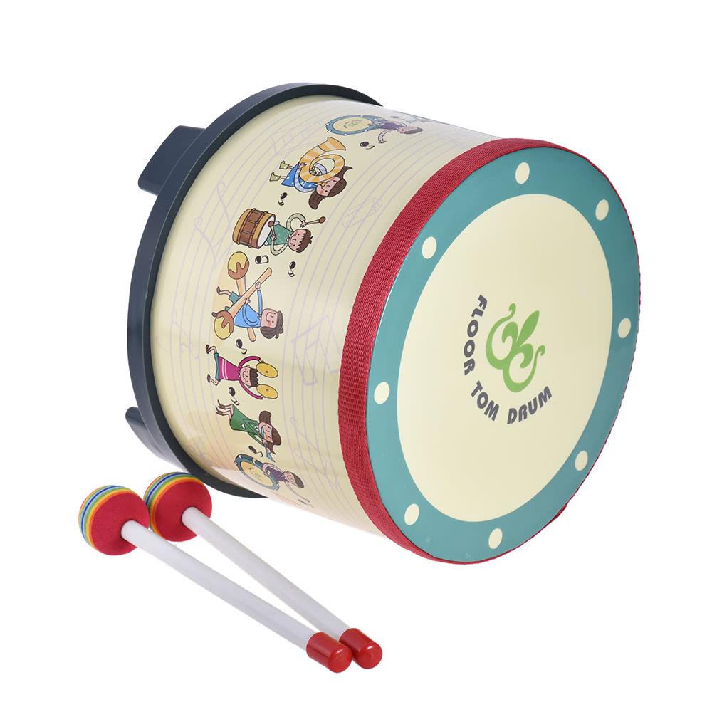 8 Inch Wooden Floor Drum Gathering Club Carnival Percussion Instrument with 2 Mallets for Kids Children