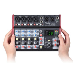 Portable 6-Channel Sound Card Mixing Console Mixer Built-in 16 Effects with USB Audio Interface