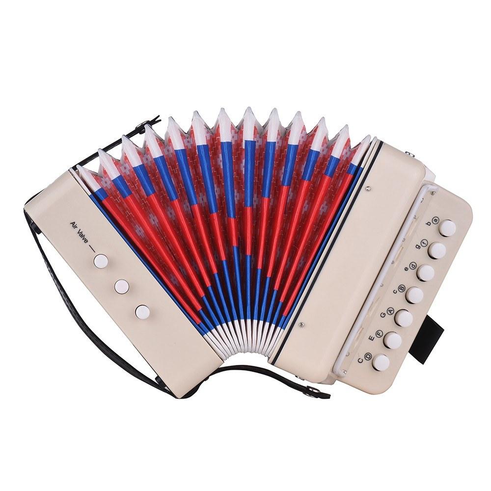 Mini 10-Button Kids Accordion Toy Supports Bass Chords 14 Notes with Cleaning Cloth Educational Music Instrument