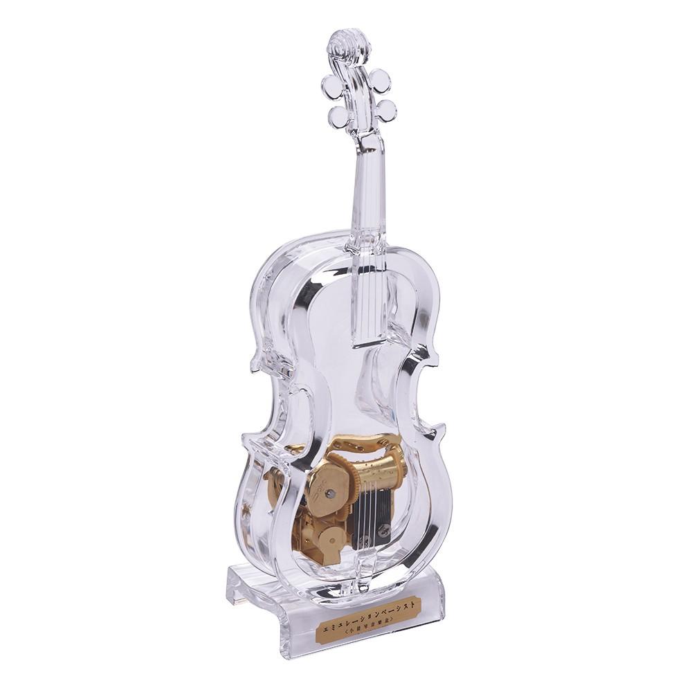 Mechanical Wind-up Violin Shape Music Box Without light