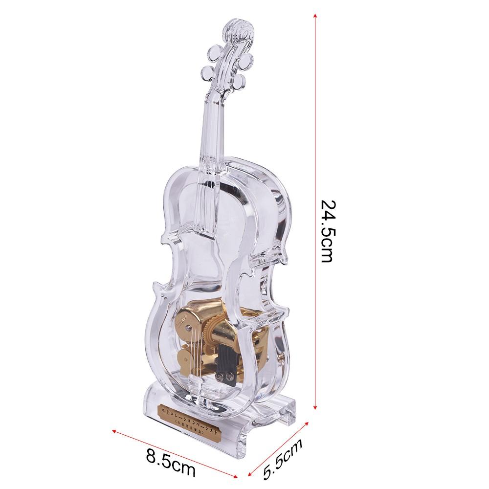 Mechanical Wind-up Violin Shape Music Box Without light