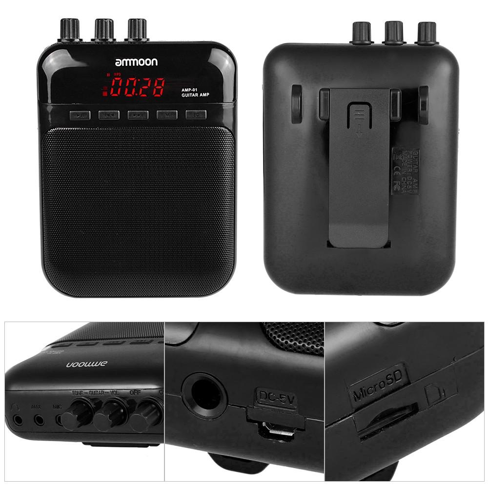 Guitar Amp Recorder Speaker TF Card Slot Compact Portable Multi-function