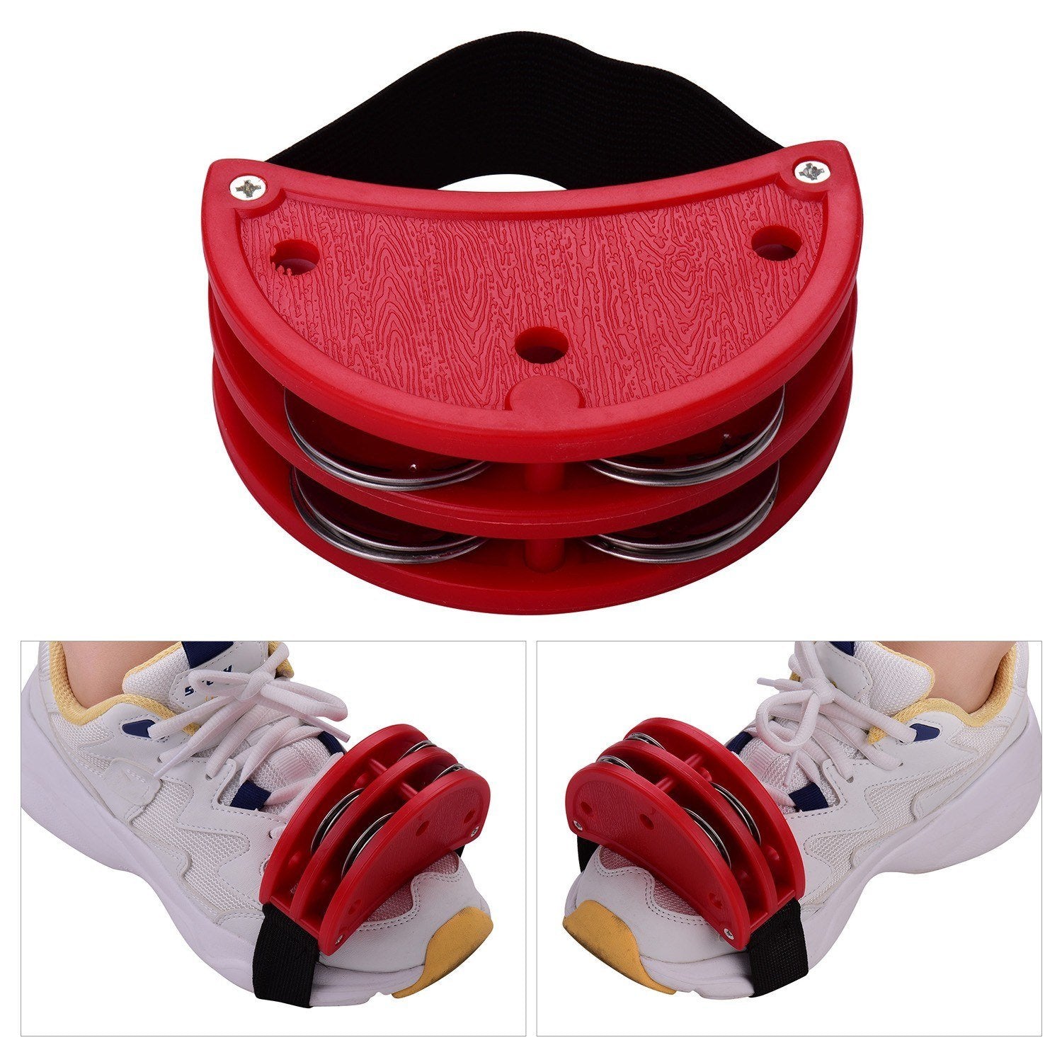 ABS Foot Jingle Tambourine Percussion Instrument Accessories with Stainless Steel Bell for Musicians Singers