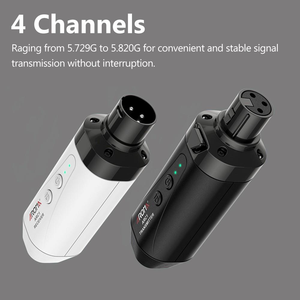 Microphone Wireless Transmission System 4 Channels Max. 35m Effective Range XLR Connection