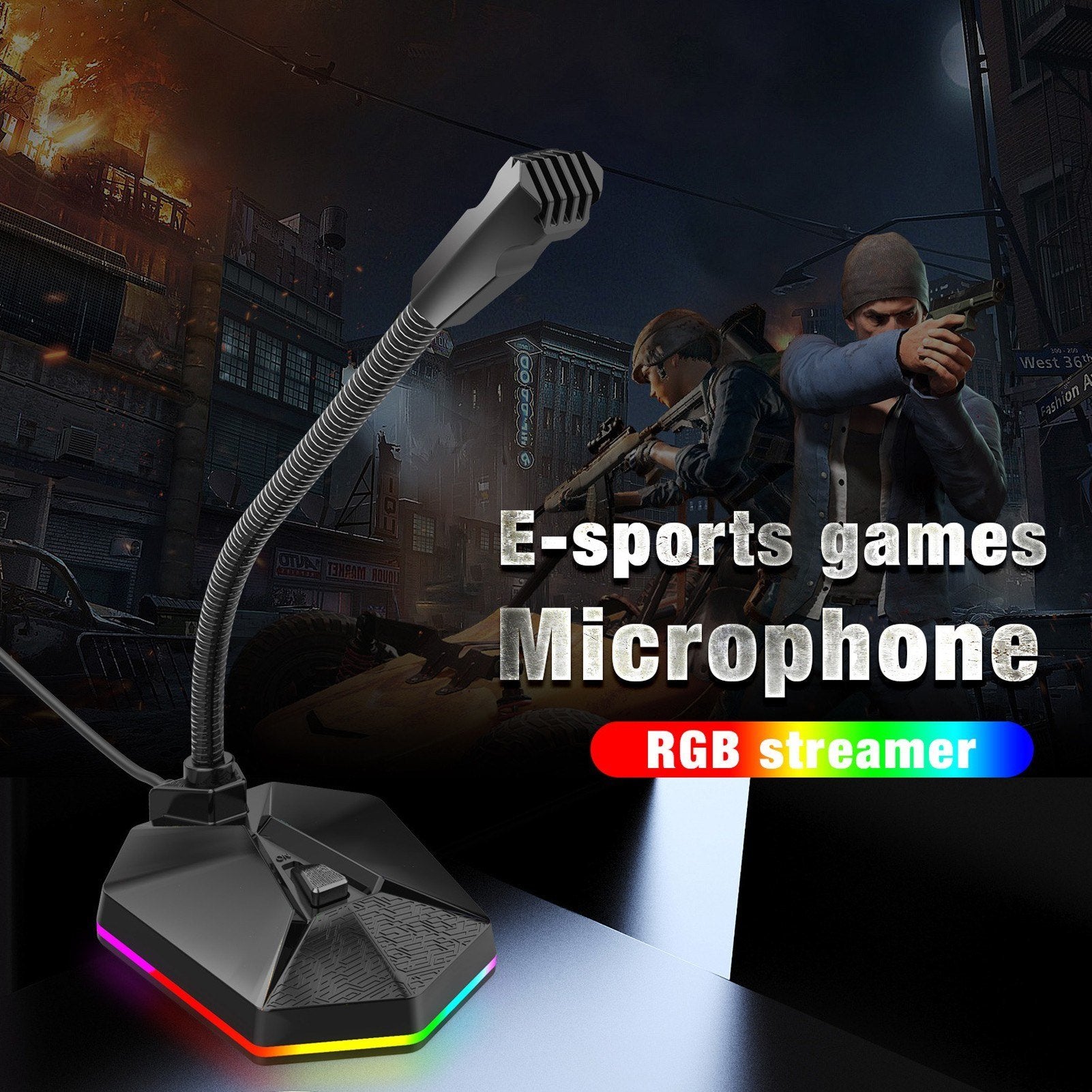 Computer Microphone with RGB Light Bendable USB Driver-free for Meeting Voice Chat