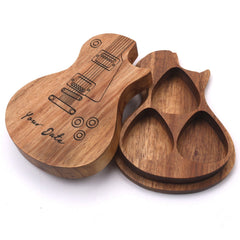 3 Pcs Wooden Guitar Picks with Box Wood