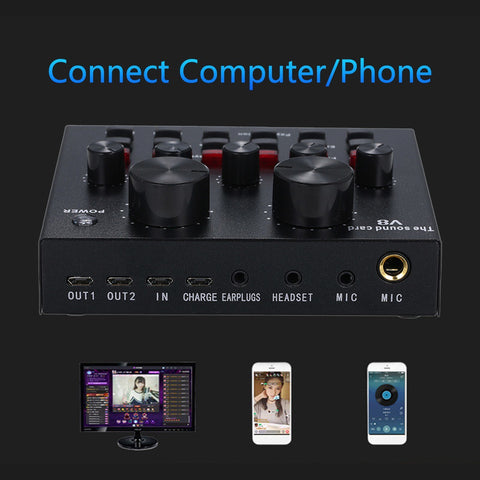 Live Sound Card Microphone Set 12 Effects Audio Recording Streaming Equipments