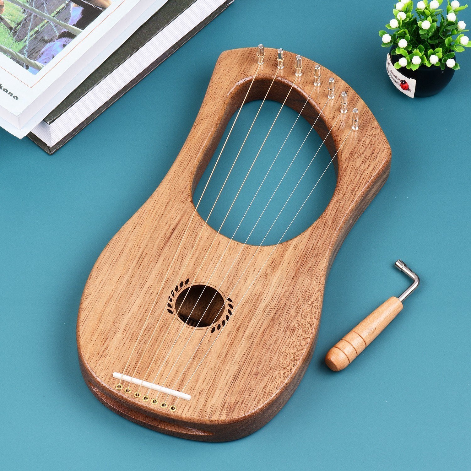 7-String Lyre Harp Ancient Style Lyres Terminalia Wood String Instrument