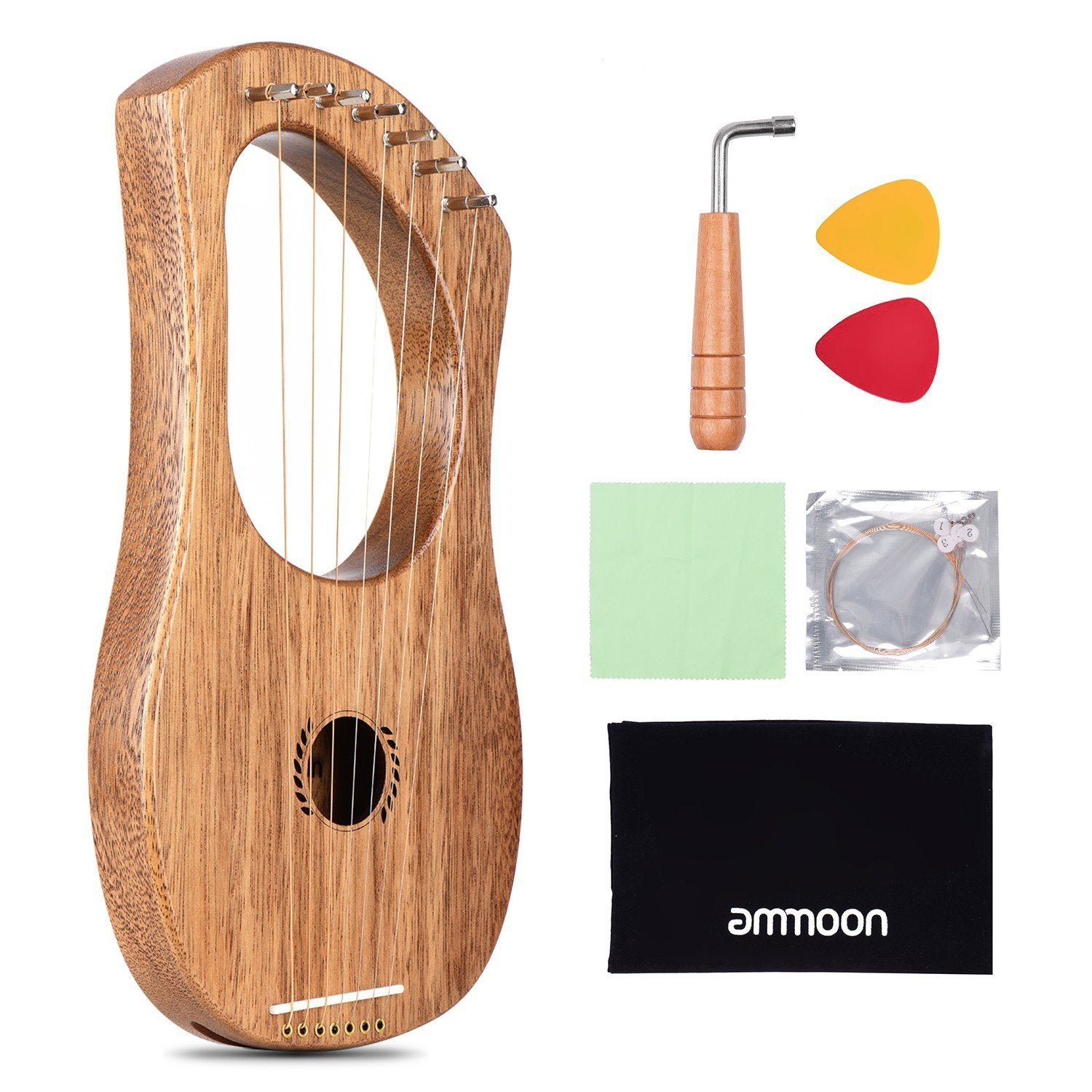 7-String Lyre Harp Ancient Style Lyres Terminalia Wood String Instrument