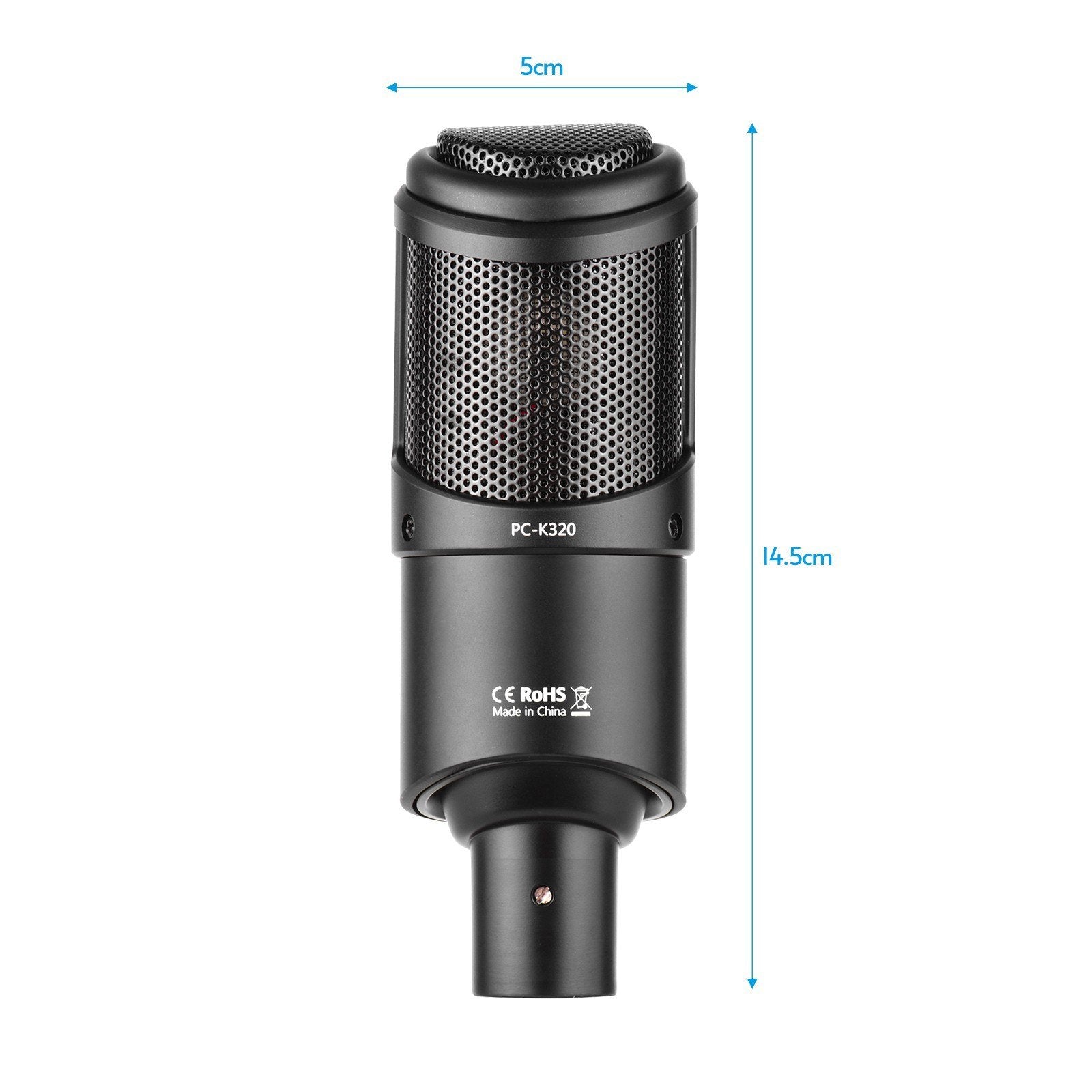 Side-address Microphone Wired Condenser Mic Cardioid Pickup Pattern with Shock Mount and Tripod