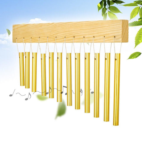 12-bar Wind Chime Aluminum Tube & Solid Wood Material Percussion Instrument