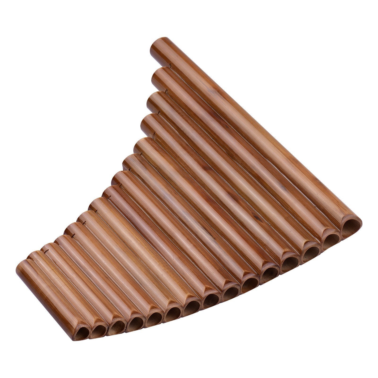 15 Pipe Pan Flute G Key Pipes Natural Bamboo Panpipes Chinese Traditional Woodwind Instrument with Carry Bag