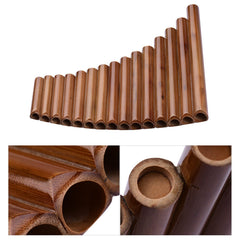 15 Pipe Pan Flute G Key Pipes Natural Bamboo Panpipes Chinese Traditional Woodwind Instrument with Carry Bag