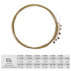 Acoustic Guitar Strings Hexagonal Core & 80/20 Bronze Winding String Set for Guitars from 34 to 39 Inch