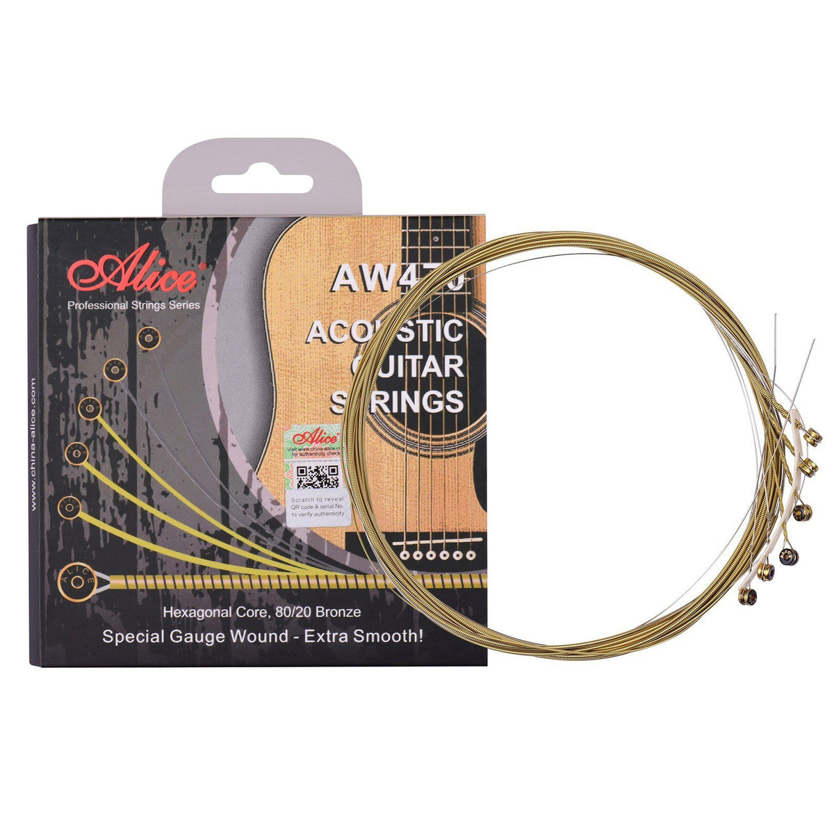 Acoustic Guitar Strings Hexagonal Core & 80/20 Bronze Winding String Set for Guitars from 34 to 39 Inch