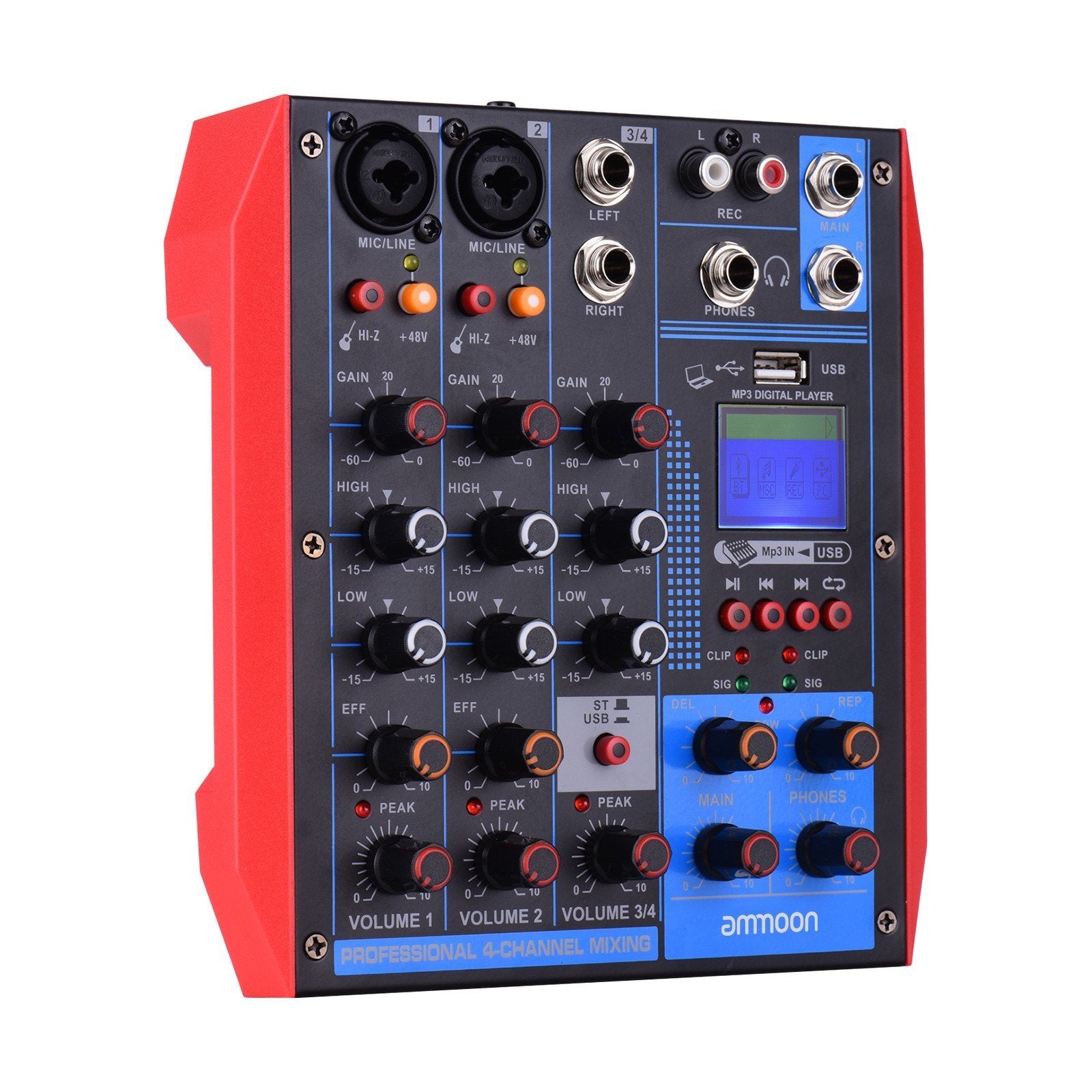 Portable 4-Channel Mixing Console Digital Audio Mixer