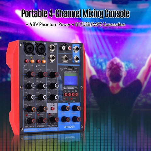 Portable 4-Channel Mixing Console Digital Audio Mixer