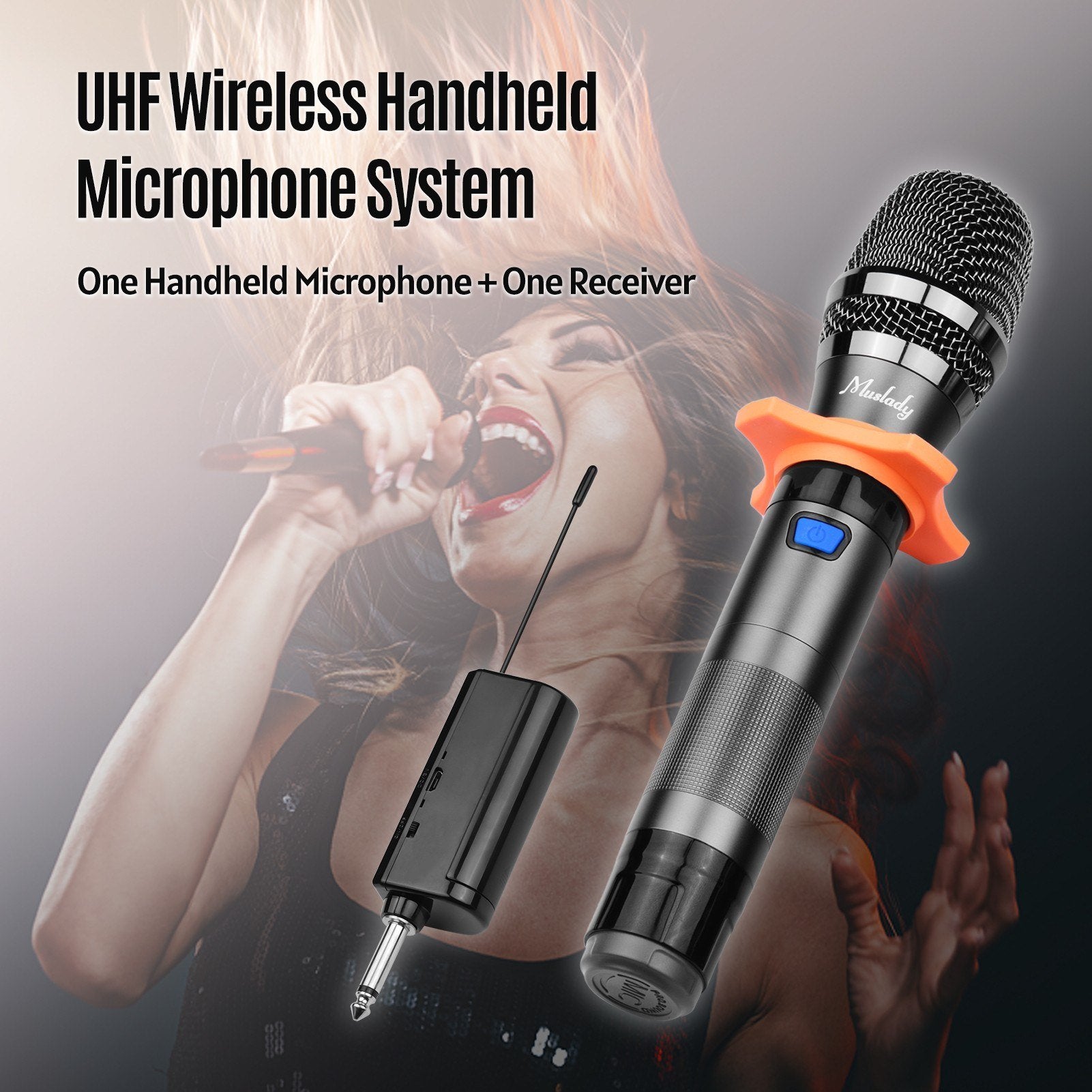 UHF Wireless Microphone System 1 TX and 1 RX Dark Grey