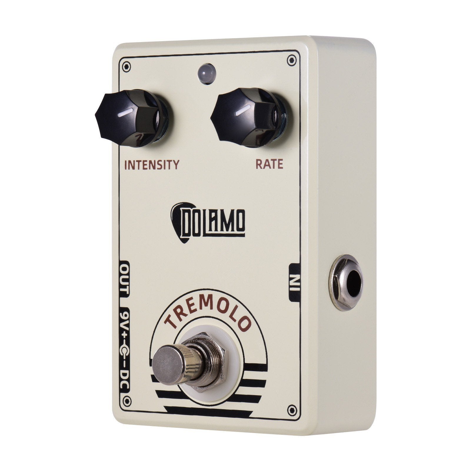 Vintage Style Tremolo Guitar Effect Pedal with Intensity and Rate Controls True Bypass Design