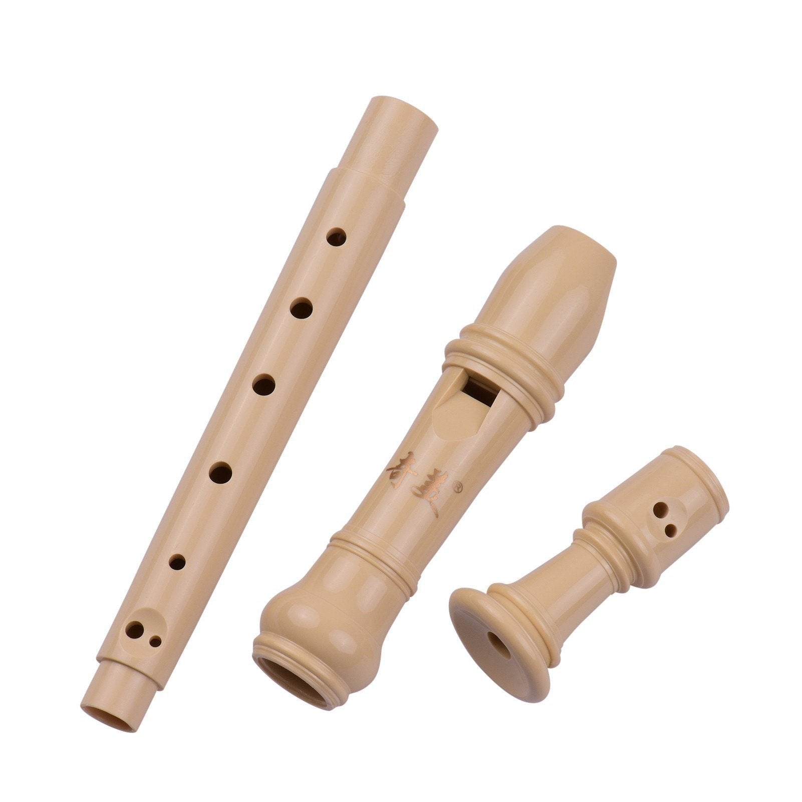 QI MEI 8-Hole German Style Soprano Descant Recorder Flute with Cleaning Rod Finger Rest Strap PU Storage Bag