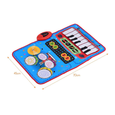 70 * 45cm Electronic Musical Mat Piano and Drum Kit 2-In-1 Music Play Educational Toys for Kids Children