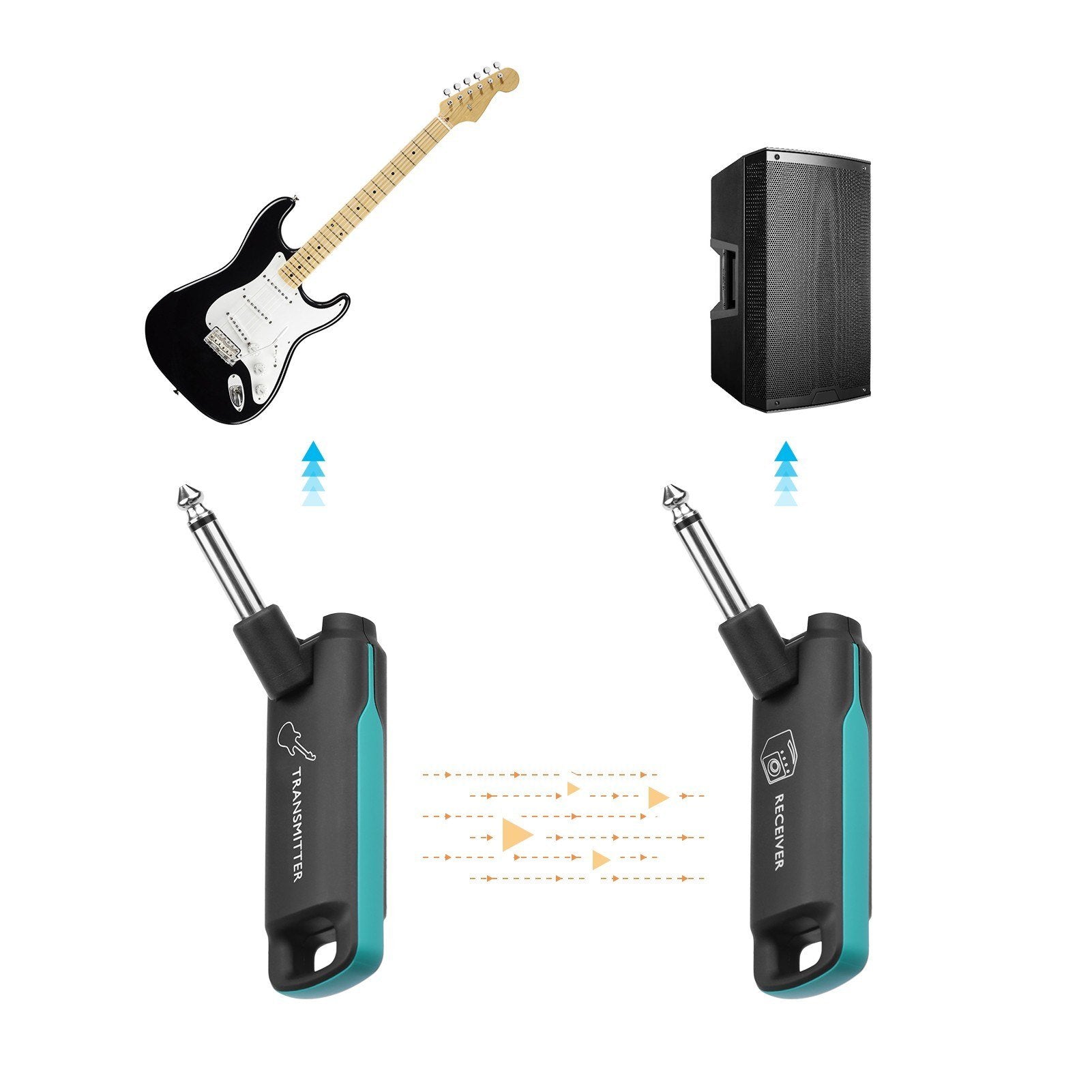 UHF Guitar Transmitter Receiver Set Mini Digital Wireless System Multi-functional for Electric Bass