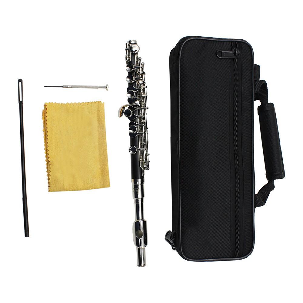 Half-size Flute Cupronickel Silver Plated C Key Tone with Cork Grease Polish Cloth Cleaning Stick Padded Box Case Screwdriver