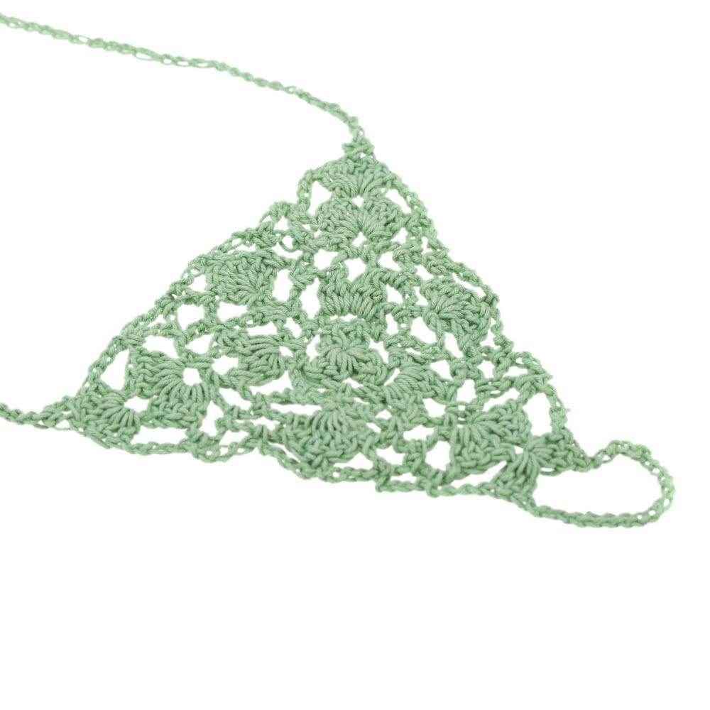 Green Cotton Thread Crochet Foot Chain Bracelet Anklet Geometric Beach Barefoot Sandal Toe Ring