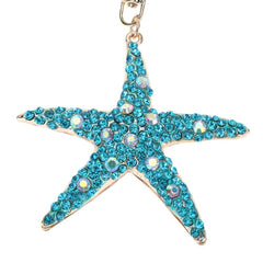 Jewelry Hollow Shinning Rhinestone Aureate Star Pendant Key Ring Chain