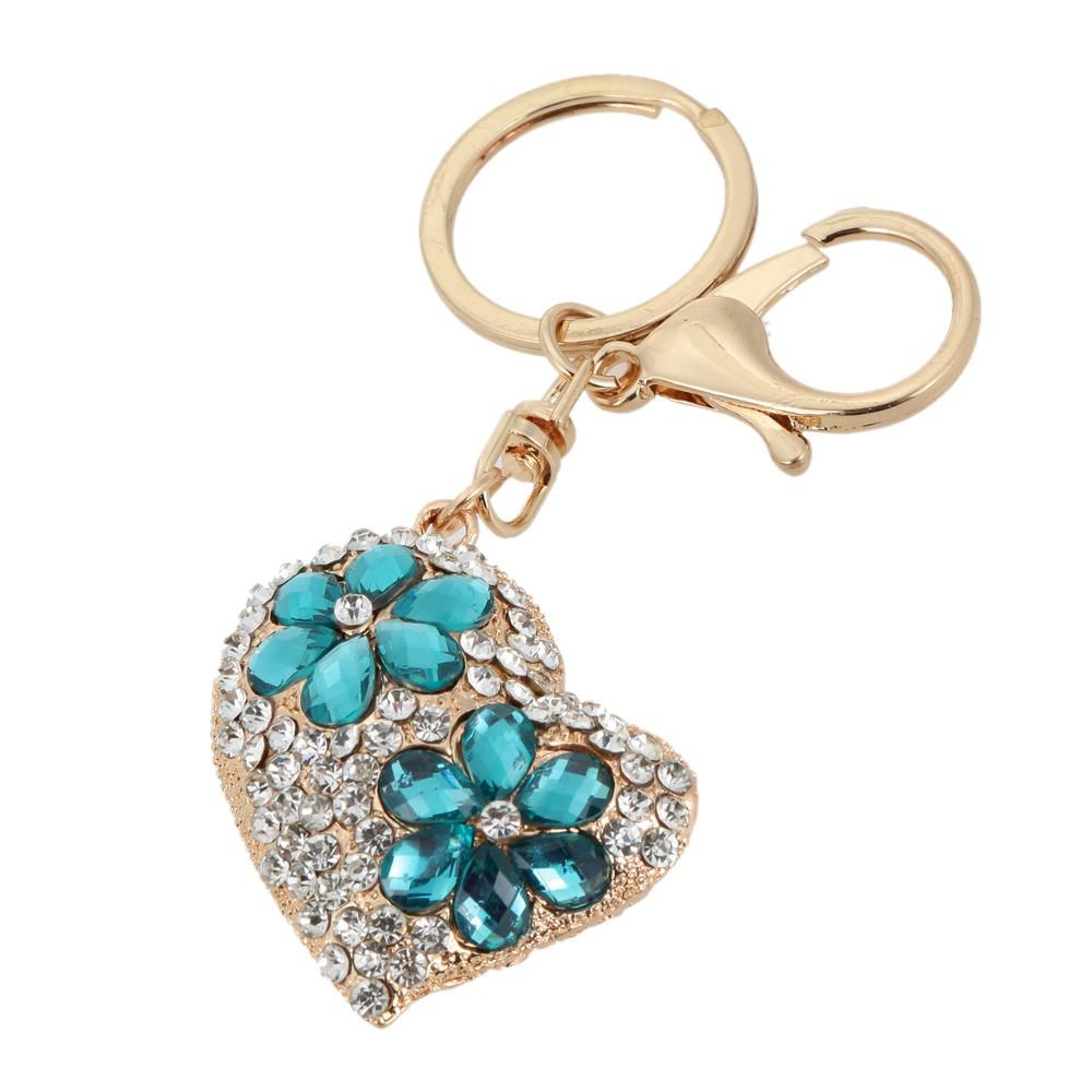 Fashion Jewelry Hollow Shinning Rhinestone Crystal Heart Pendant Car Keyring Key Chain for Gift