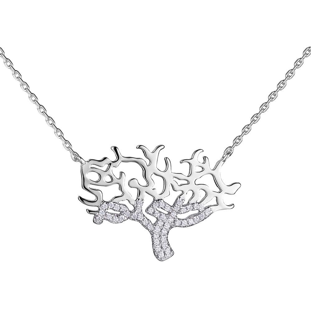 Sterling Silver Chain Necklace The One Jewelry Zirconia 18 Inch