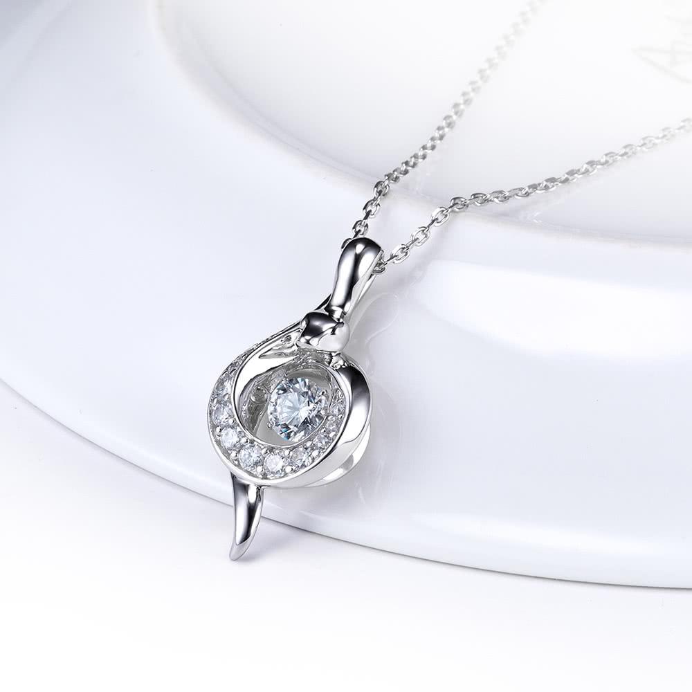 Sterling Silver Pendant Rotatable Zirconia Sparkle Pendant Necklace 18 Inch