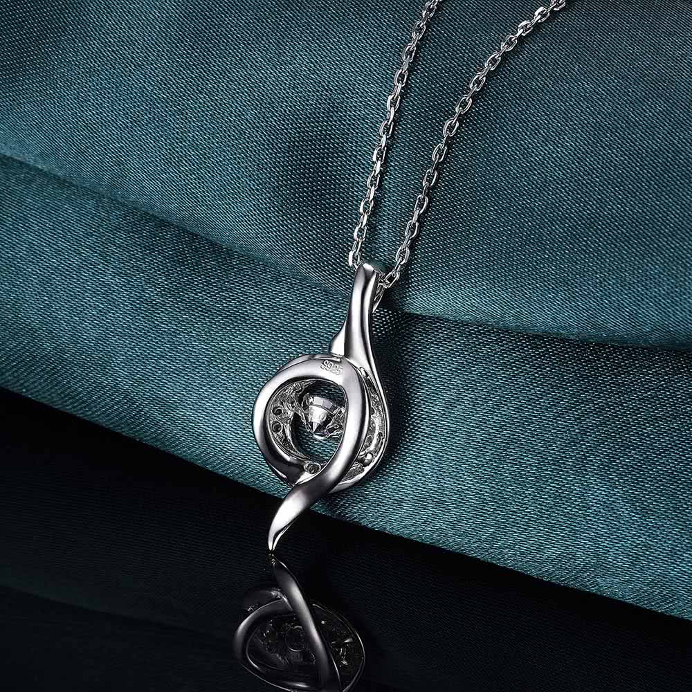 Sterling Silver Pendant Rotatable Zirconia Sparkle Pendant Necklace 18 Inch