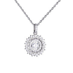 Sterling Silver Pendant Rotatable Zirconia Sparkle 18 Inch