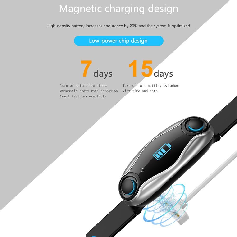 Multi-functional Smart Watch with Two Detachable BT Earbuds