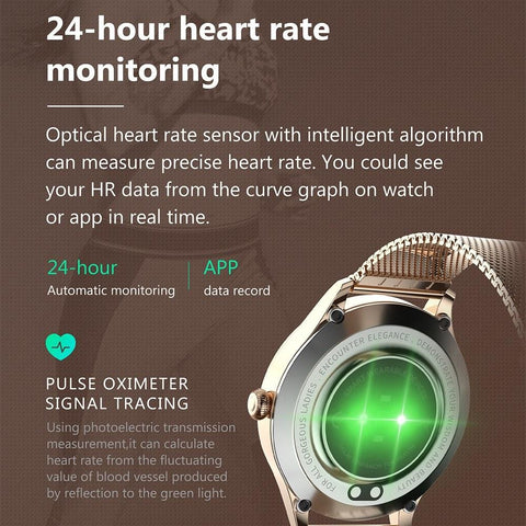 Women Sport Smart Watch with Blood Pressure & Heart Rate Monitor IP68 BT Fitness Tracker