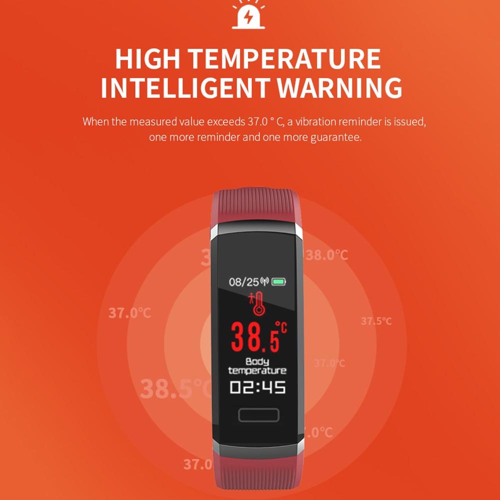 0.96'' Smart Bracelet Single Touch Temperature Monitoring Heart Rate Blood Pressure