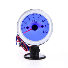 Tachometer Tach Gauge with Holder Cup for Auto Car 2" 52mm 0~8000RPM Blue LED Light