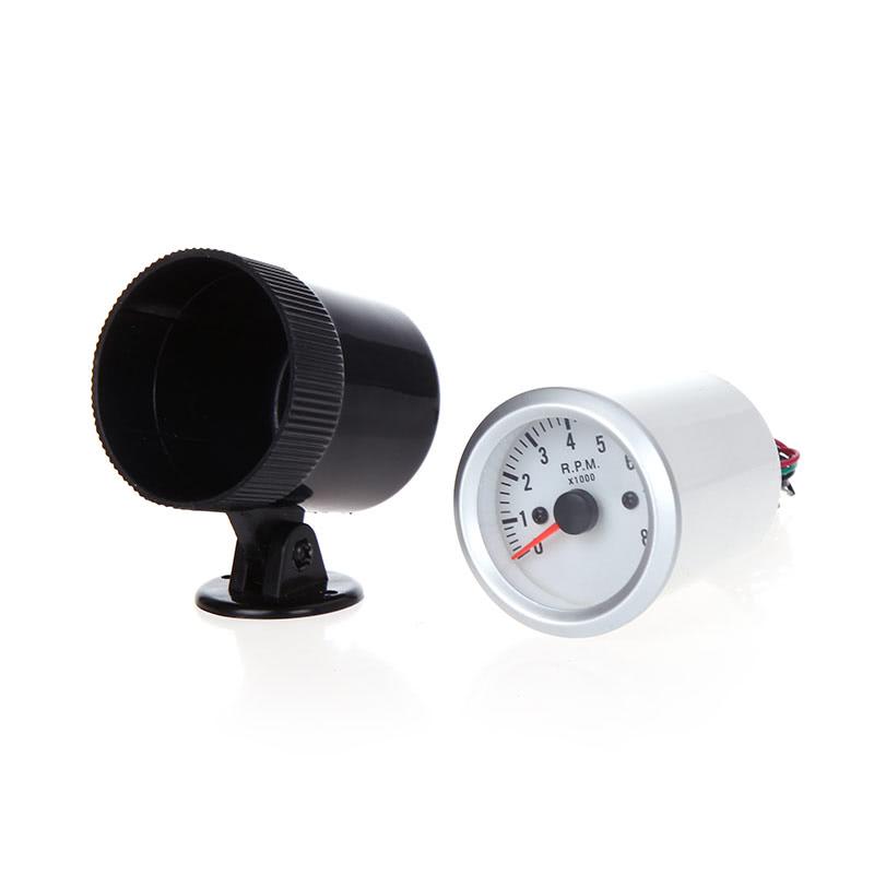 Tachometer Tach Gauge with Holder Cup for Auto Car 2" 52mm 0~8000RPM Blue LED Light