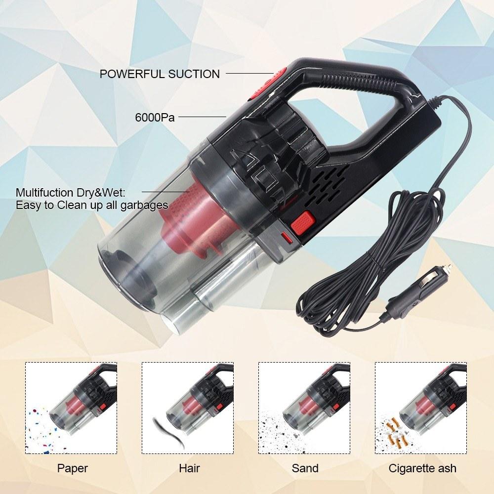 DC 12V Car Vacuum Cleaner High Power 150W 6000PA Wet/Dry Handheld Portable Auto