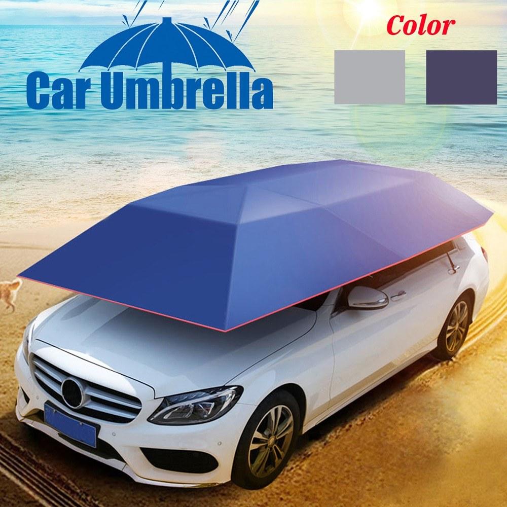 Car Umbrella Sunshade Cover Tent Oxford Cloth 4 * 2.1M Universal Silvery UV Protection