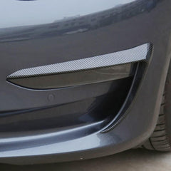 2Pcs Carbon Fiber Front Foglight Eyebrow Eyelids Cover Trim Fit For Tesla Model 3