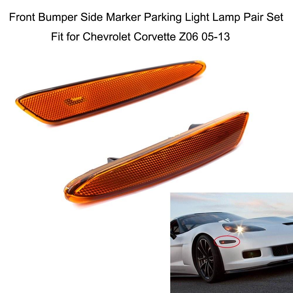 Front Bumper Side Marker Parking Light Lamp Pair Set Fit for Chevrolet Corvette Z06 05-13