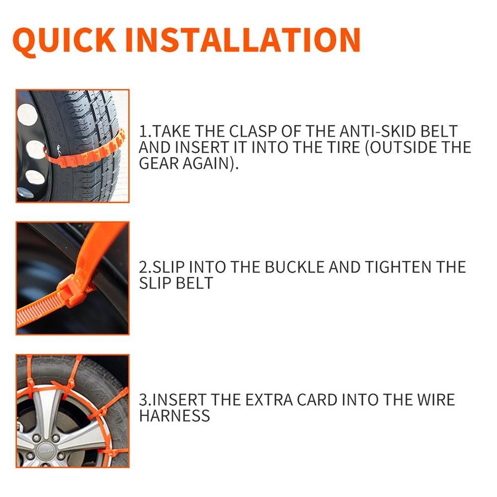 Car Tire Anti-skid Strap Non-slip Zip Grip Strip Adding Traction Snow Ice Mud Prevention