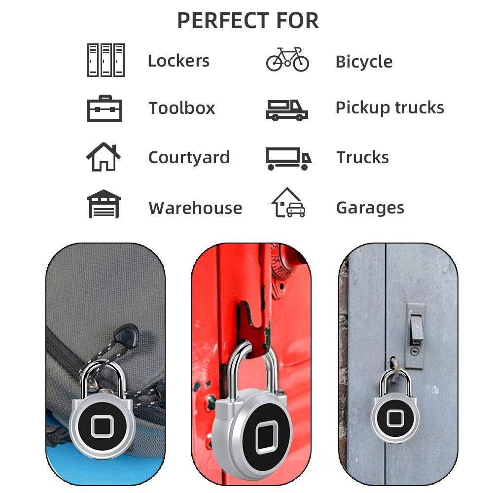 Fingerprint Padlock 20 Sets with USB Charging Port Led light for Pick-up trucks Bicycle warehouse Garages House Door