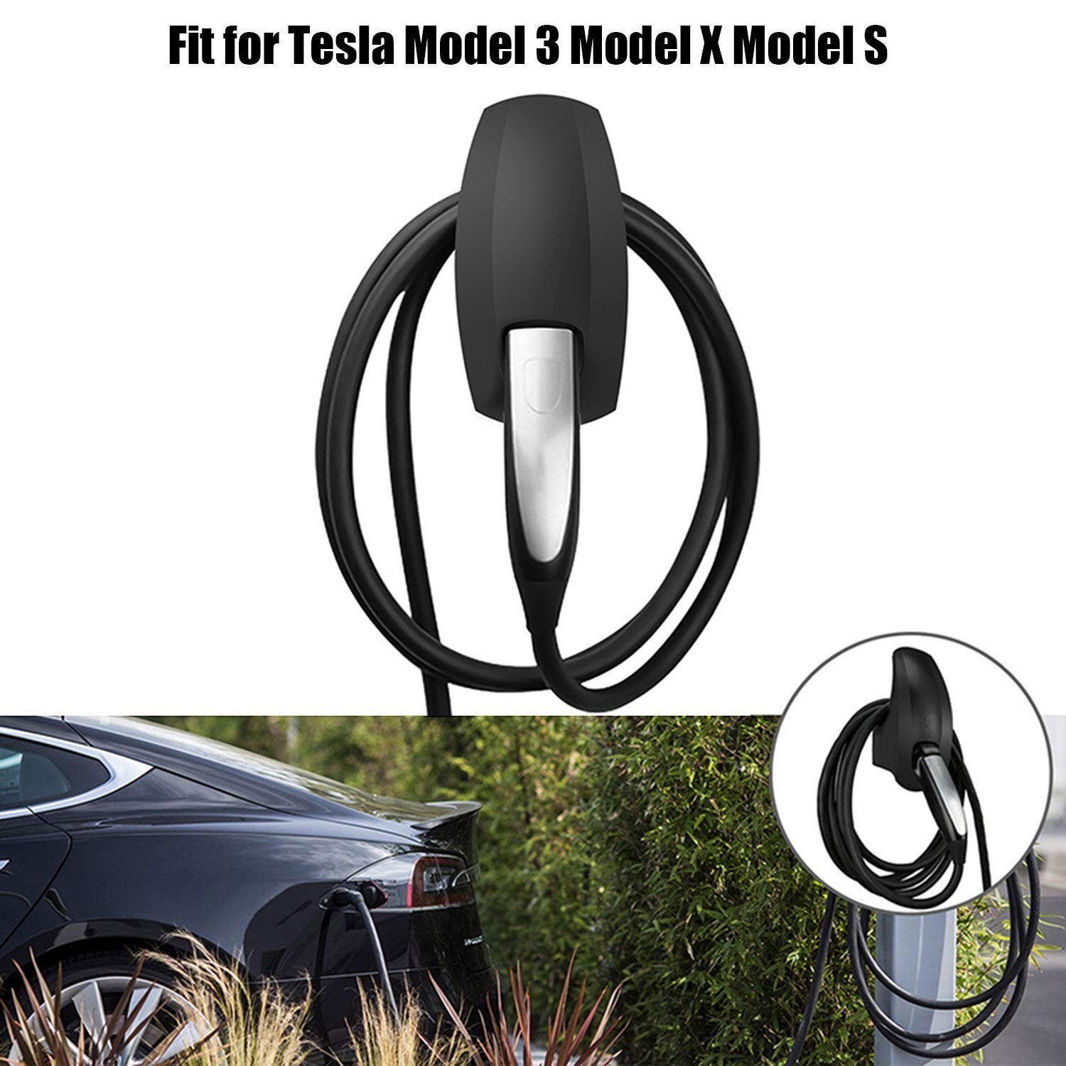 Charging Cable Organizer Wall Mount Charger Connector Bracket Holder Adapter for Tesla Model 3 X S