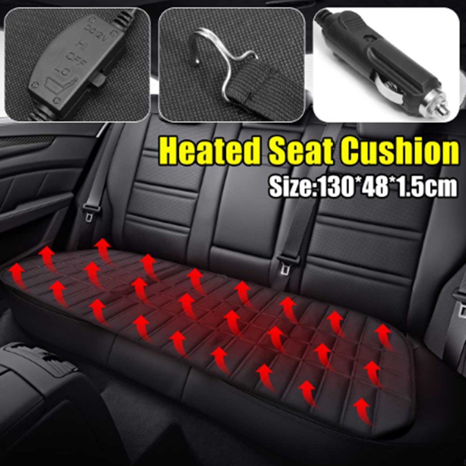 Car Rear Row Heating Seat Cushion Winter Heater 12V