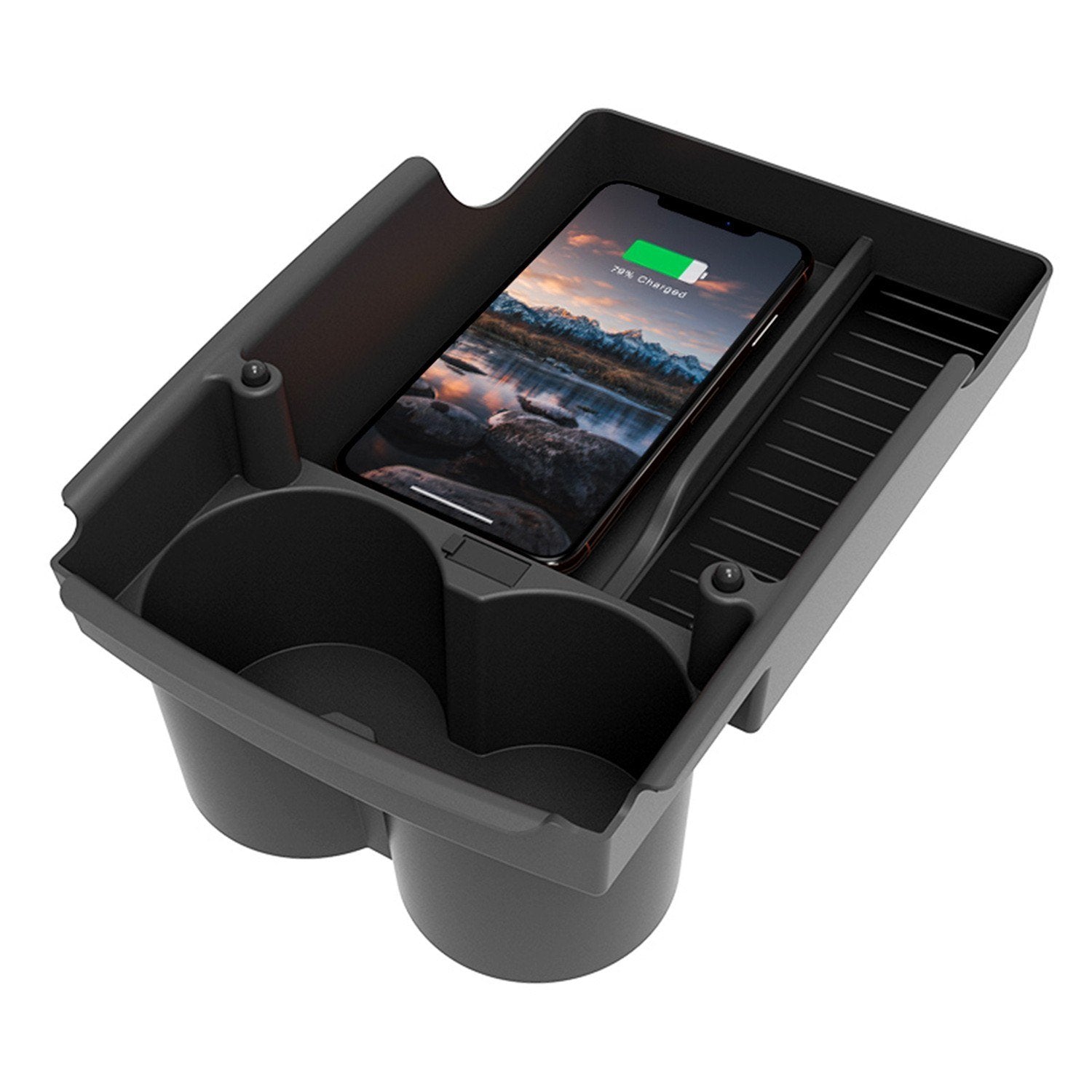 Wireless Charging Pad Center Console Organizer Armrest Storage Box Holder Container with Phone Charger Replacement for Tesla Model X S