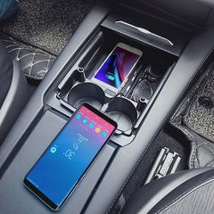 Wireless Charging Pad Center Console Organizer Armrest Storage Box Holder Container with Phone Charger Replacement for Tesla Model X S